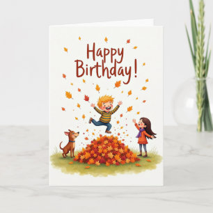 Cartão de Aniversário Alegre de Outono
