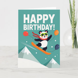 Cartão de Aniversário Alegre de Snowboarder