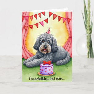 Cartão de Aniversário Alegre para Cão Desgrenhado