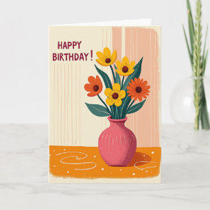 Cartão de Aniversário Alegres Flores