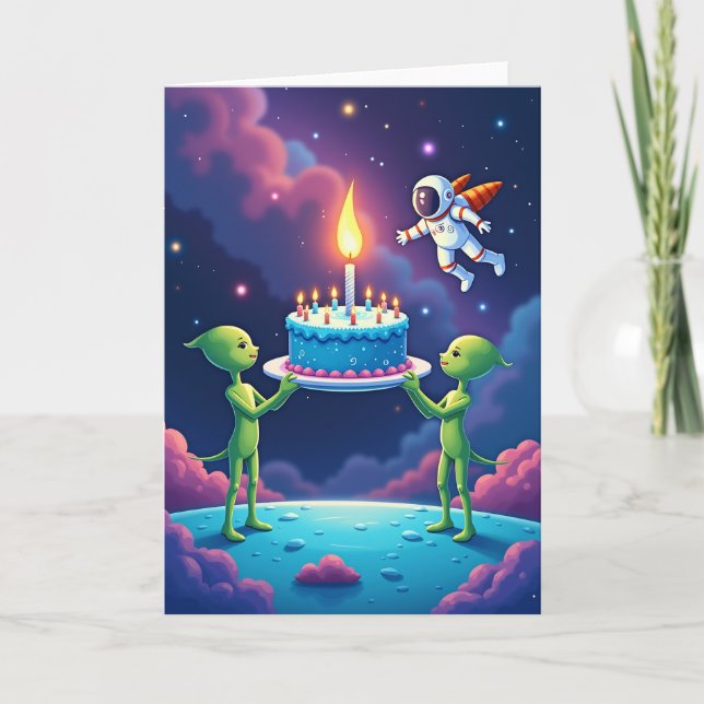 Cartão de Aniversário Alienígena (Frente)