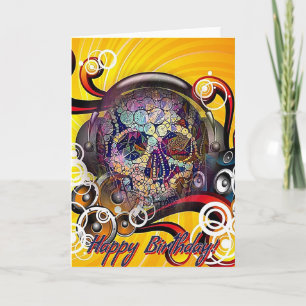 Cartão de aniversário alto: Crânio de Calavera com