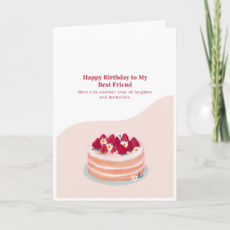 Cartão de Aniversário Amiga Morango Bolo