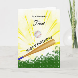 Cartão de Aniversário Amigo Baseball