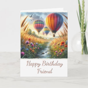 Cartão de Aniversário Amigo Feliz com Aquarela