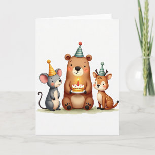 Cartão de Aniversário Amigos Alegres da Floresta