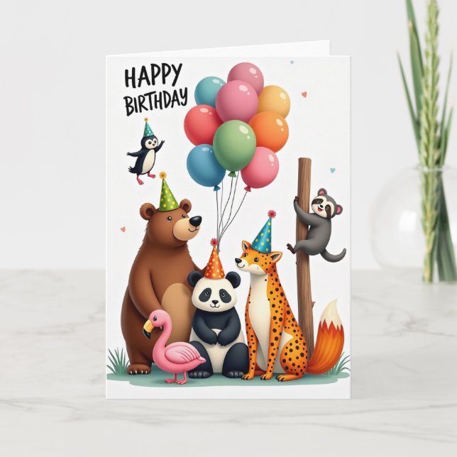 Cartão de Aniversário Amigos Balão (Frente)