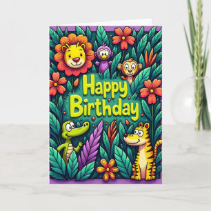 Cartão de Aniversário Amigos da Selva