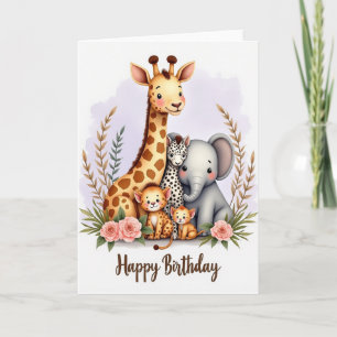 Cartão de Aniversário Animais da Floresta Alegre