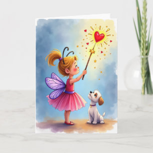 Cartão de Aniversário Anjo Criança Coração Doce