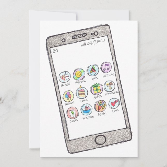 Cartão de Aniversário - Aplicações Bday (Frente)