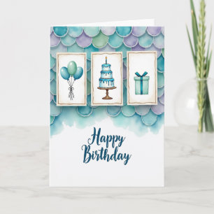 Cartão de Aniversário Aquático Alegre