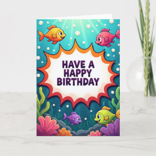 Cartão de Aniversário Aquático Vibrante