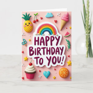 Cartão de Aniversário Arco-íris Doce