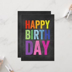 Cartão de Aniversário Arco-íris e Quadro Negro