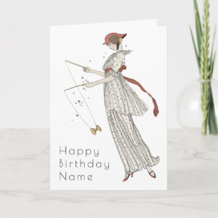 Cartão de Aniversário Art Déco para Mulher com Est