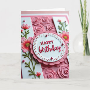 Cartão de Aniversário Artístico em Camadas Doce