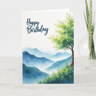 Cartão de Aniversário Árvore Aquarela