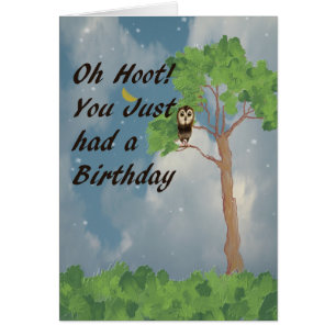 Cartão de Aniversário Atrasado com Coruja Coruja C