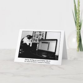 Cartão de Aniversário Atrasado com Gato Observando