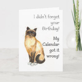 Cartão de Aniversário Atrasado - Gato Birman