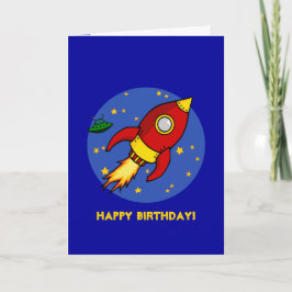Cartão de Aniversário Azul Amarelo-Rocket