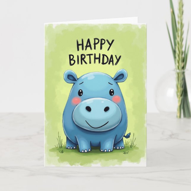 Cartão de Aniversário Azul Caprichoso (Frente)