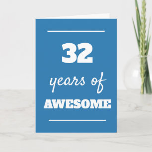 Cartão de Aniversário Azul de 32 anos