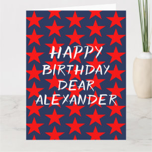 Cartão de Aniversário Azul e Vermelho Feliz