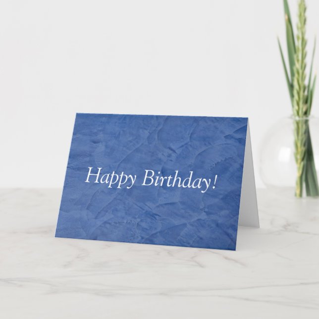 Cartão de Aniversário Azul Elegante Texturizado (Frente)