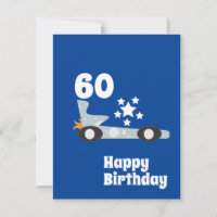 Cartão de Aniversário Azul Estrelas Azuis 60 anos