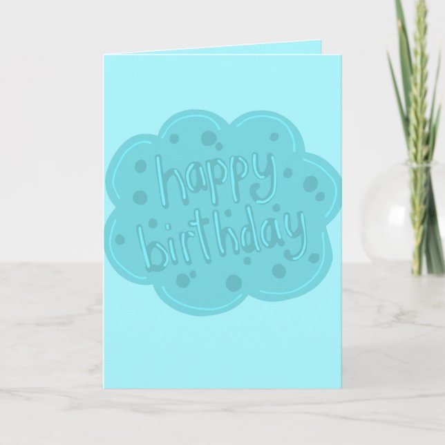 Cartão de Aniversário Azul Feliz (Frente)