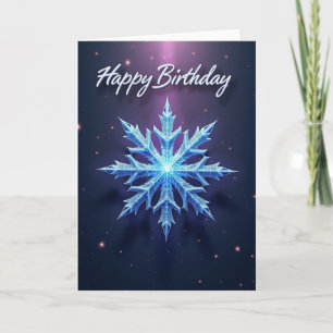 Cartão de Aniversário Azul Gelo Cristalino