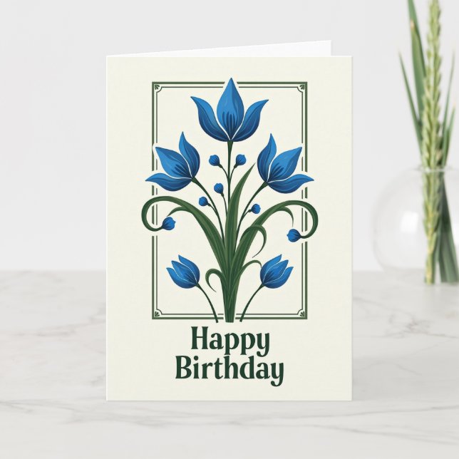 Cartão de Aniversário Azul Gracioso (Frente)