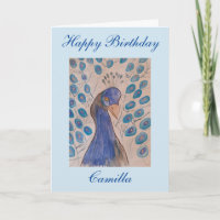 Cartão de Aniversário Azul Peacock