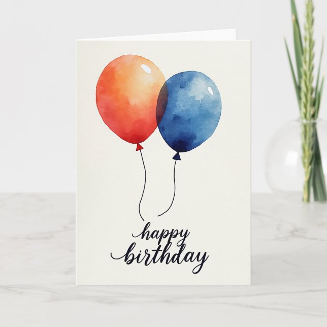 Cartão de Aniversário Azul Sereno (Frente)