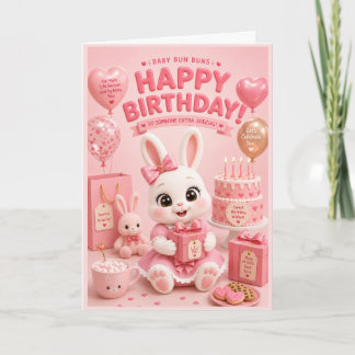 Cartão de Aniversário Baby Bun Buns para Meninas c