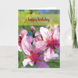 Cartão de Aniversário Baixo Poly Cherry Blossom