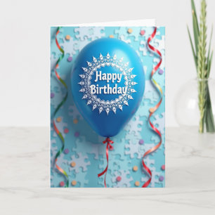 Cartão de Aniversário Balão Cerúleo
