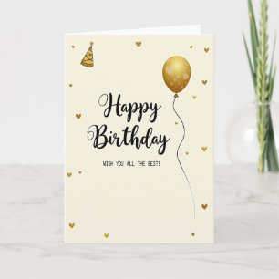 Cartão de Aniversário Balão Dourado