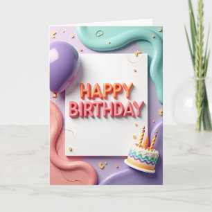 Cartão de Aniversário Balão Lilás