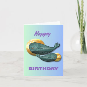Cartão de aniversário Baleia Fofa Oceano