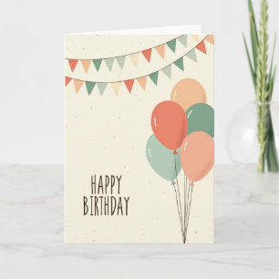 Cartão de Aniversário Balões de Pêssego