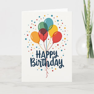 Cartão de Aniversário Balões Festivos