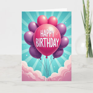 Cartão de Aniversário Balões Jubilantes