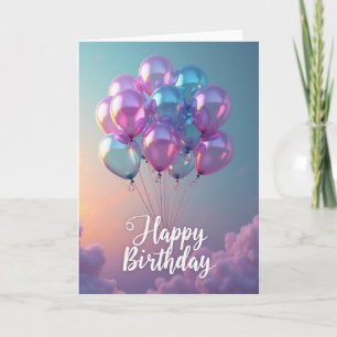 Cartão de Aniversário Balões Pérola