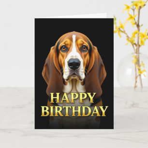 CARTÃO DE ANIVERSÁRIO BASSETT HOUND COM CLOSEUP DI