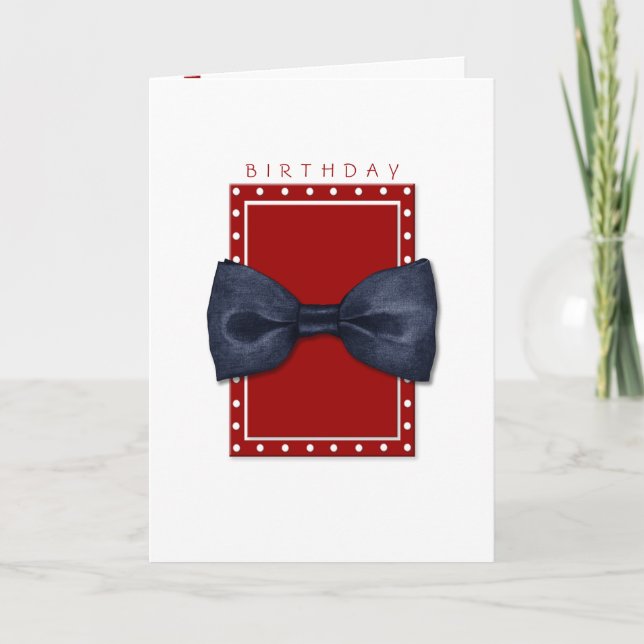 Cartão de Aniversário Black Bowtie (Frente)