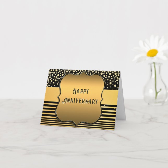 Cartão de Aniversário Black Gold Glitter (Planta pequena)