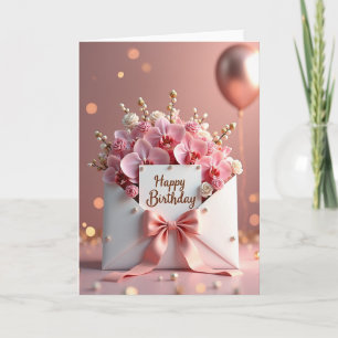 Cartão de Aniversário Blush Rosebud
